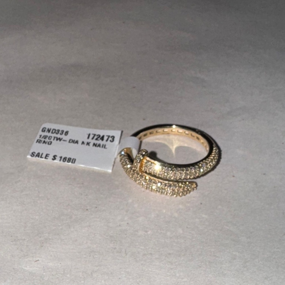 10k Solid Gold 1/2ct Real Diamond Nail Ring Luxury Custom Made Wedding Band Ring - Picture 4 of 4